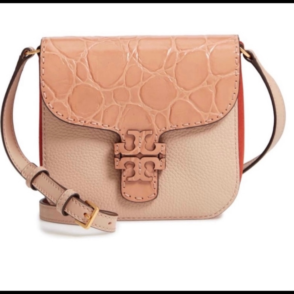 Tory Burch McGraw embossed leather satchel